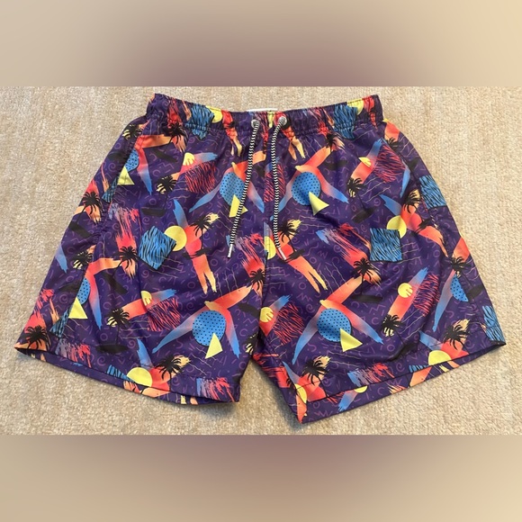 NWOT MENS BOARDIES SWIM TRUNKS 90s PURPLE PALM TREES PATTERN MEDIUM